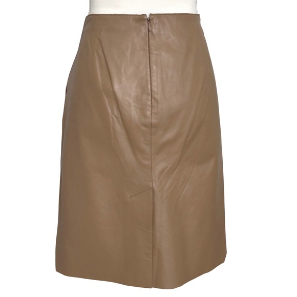 KENNETH COLE Vintage Pencil Skirt Genuine Leather Lined Pockets Camel Tan Size 8 - Picture 5 of 7